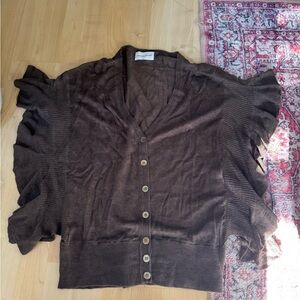 Tsumori Chisato Chocolate Ruffle Cardigan